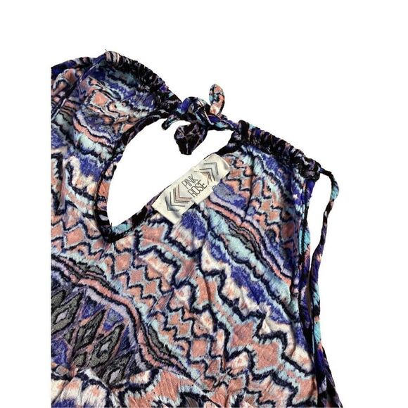 Pink Rose Boho Aztec Dress Bohemian Indie Beach Coastal Vacation Travel - Picture 6 of 9